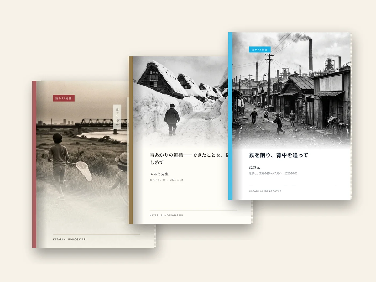 語りAI物語で作った本の書影3冊